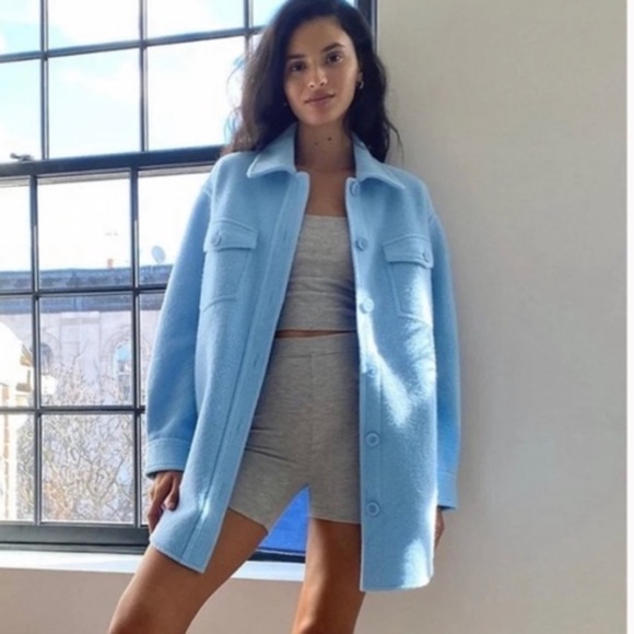 Aritzia Jackets & Blazers - Aritzia Wilfred free light blue Ganna jacket Shacket top size small oversized
